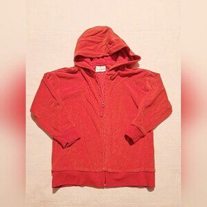 Hanna Andersson girls size 5 orange terry zip up hoodie vguc